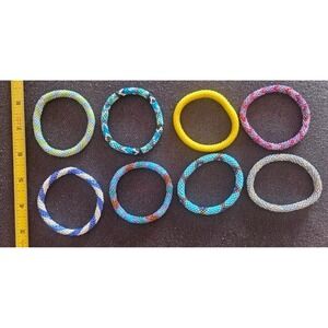 Set of 8 NEW- Bracelets- Made in NEPAL - 100% Handmade seed beaded Bangle